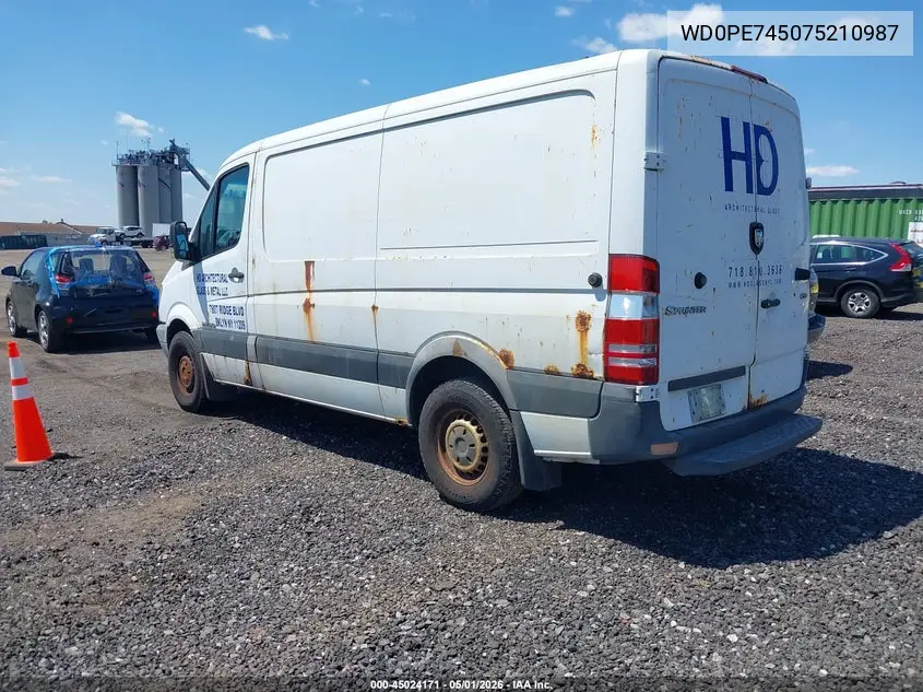 2007 Dodge Sprinter Van 2500 VIN: WD0PE745075210987 Lot: 45024171
