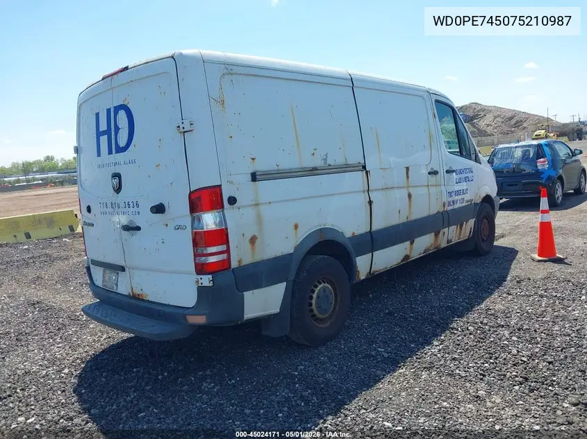 2007 Dodge Sprinter Van 2500 VIN: WD0PE745075210987 Lot: 45024171
