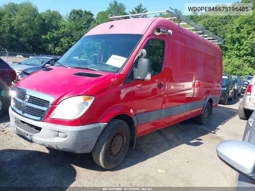 2007 Dodge Sprinter Van 2500 High Roof VIN: WD0PE845675196485 Lot: 45583565