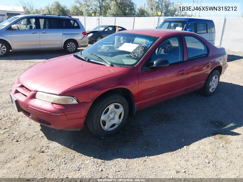 1998 Dodge Stratus VIN: 1B3EJ46X5WN315212 Lot: 45340713