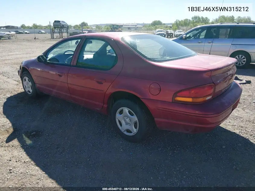 1998 Dodge Stratus VIN: 1B3EJ46X5WN315212 Lot: 45340713