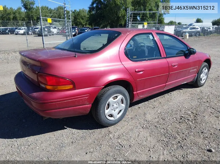1998 Dodge Stratus VIN: 1B3EJ46X5WN315212 Lot: 45340713