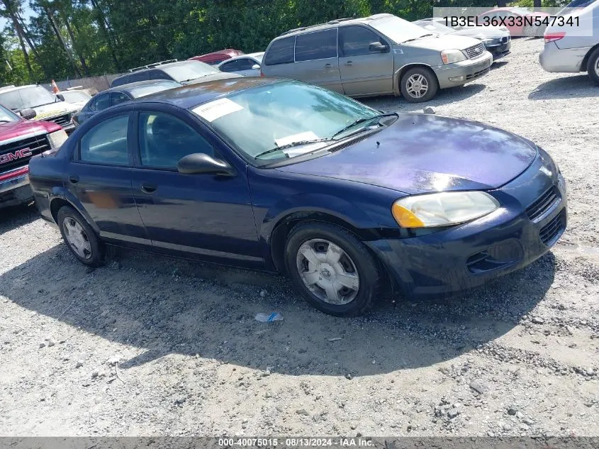 2003 Dodge Stratus Se VIN: 1B3EL36X33N547341 Lot: 40075015