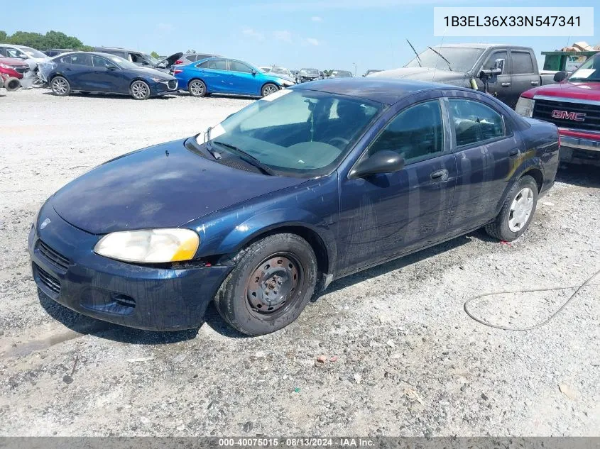 2003 Dodge Stratus Se VIN: 1B3EL36X33N547341 Lot: 40075015