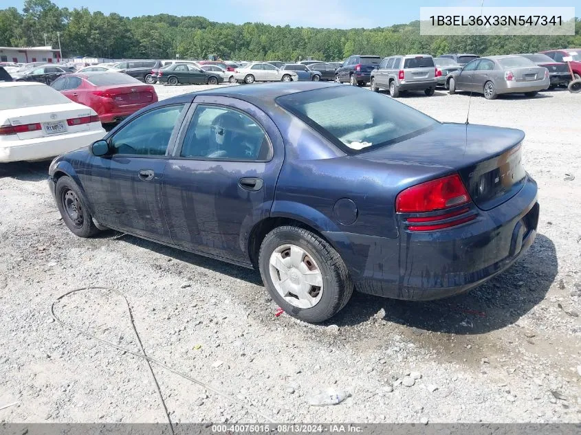 2003 Dodge Stratus Se VIN: 1B3EL36X33N547341 Lot: 40075015