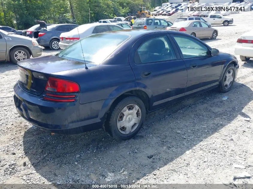 2003 Dodge Stratus Se VIN: 1B3EL36X33N547341 Lot: 40075015