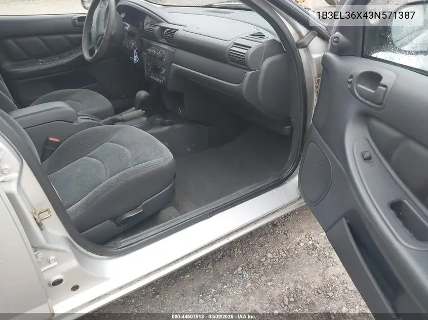 2003 Dodge Stratus Se VIN: 1B3EL36X43N571387 Lot: 44507513