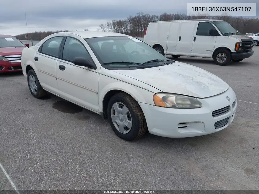 2003 Dodge Stratus Se VIN: 1B3EL36X63N547107 Lot: 44550389