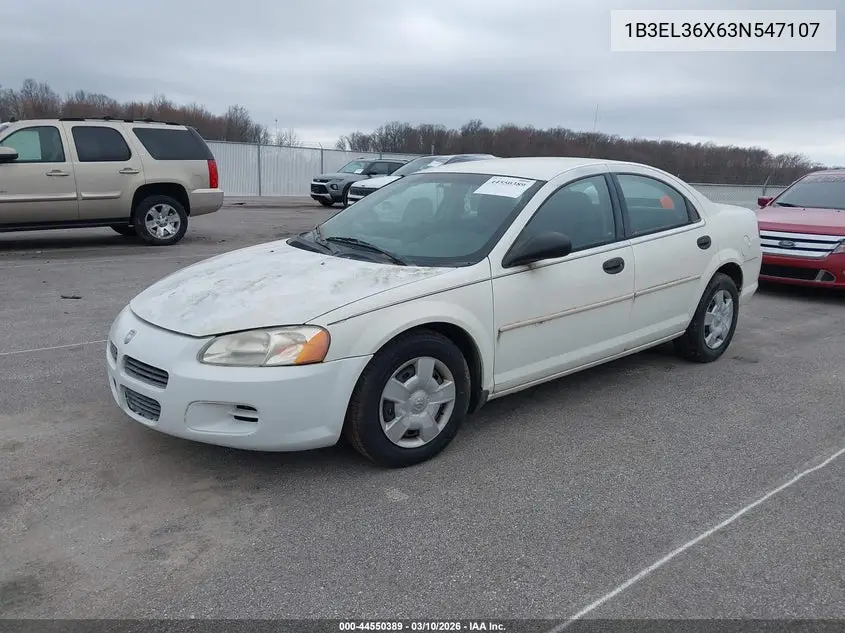 2003 Dodge Stratus Se VIN: 1B3EL36X63N547107 Lot: 44550389