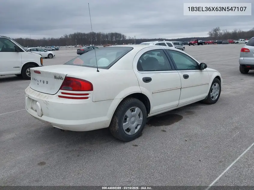 2003 Dodge Stratus Se VIN: 1B3EL36X63N547107 Lot: 44550389