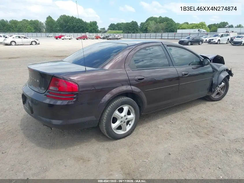 2004 Dodge Stratus Sxt VIN: 1B3EL46XX4N274874 Lot: 45411533