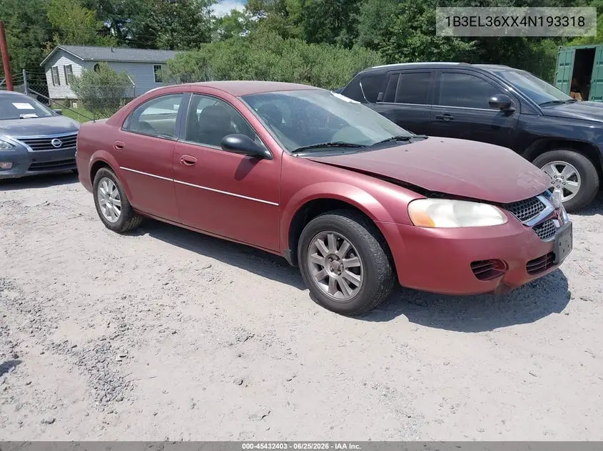2004 Dodge Stratus Se VIN: 1B3EL36XX4N193318 Lot: 45432403