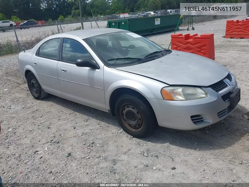 2005 Dodge Stratus Sxt VIN: 1B3EL46T45N611957 Lot: 45108652
