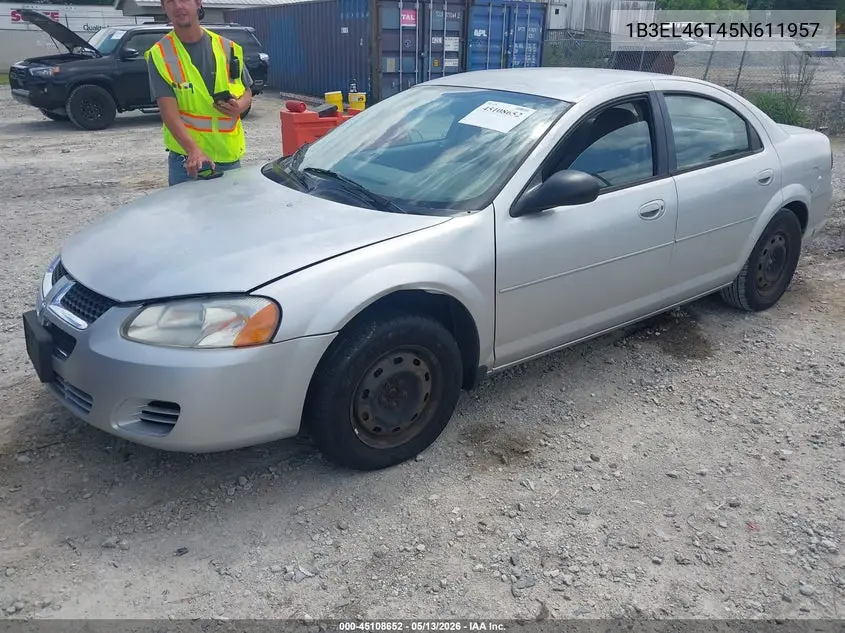 2005 Dodge Stratus Sxt VIN: 1B3EL46T45N611957 Lot: 45108652