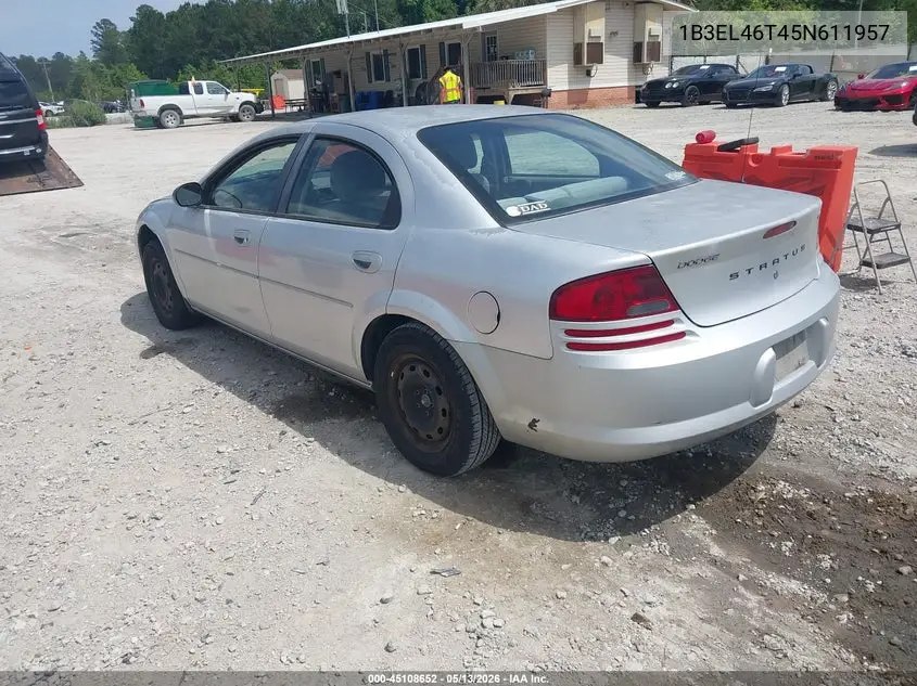 2005 Dodge Stratus Sxt VIN: 1B3EL46T45N611957 Lot: 45108652