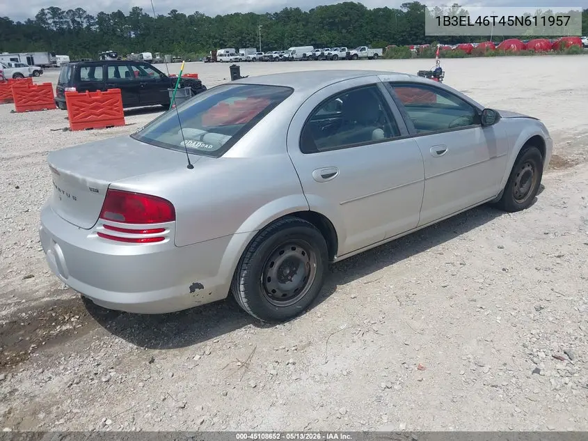 2005 Dodge Stratus Sxt VIN: 1B3EL46T45N611957 Lot: 45108652