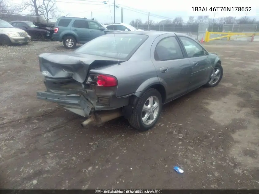 2006 Dodge Stratus Sxt VIN: 1B3AL46T76N178652 Lot: 44080860