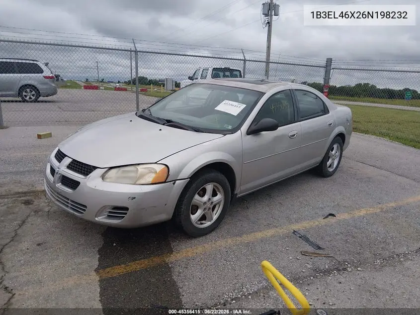 2006 Dodge Stratus Sxt VIN: 1B3EL46X26N198232 Lot: 45356415