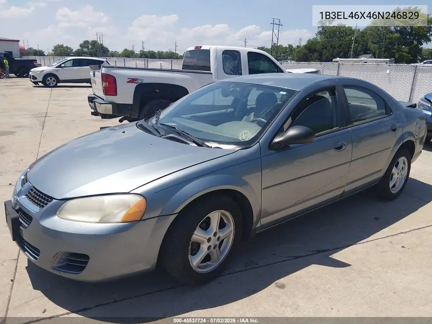 2006 Dodge Stratus Sxt VIN: 1B3EL46X46N246829 Lot: 45537724
