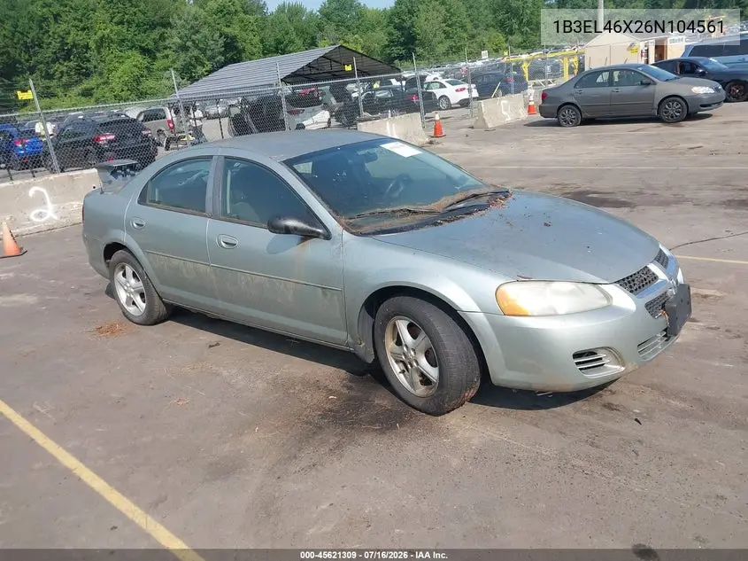 2006 Dodge Stratus Sxt VIN: 1B3EL46X26N104561 Lot: 45621309