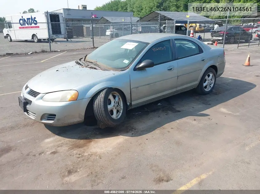 2006 Dodge Stratus Sxt VIN: 1B3EL46X26N104561 Lot: 45621309