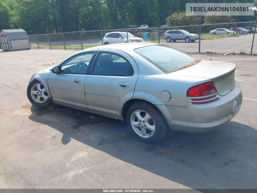 2006 Dodge Stratus Sxt VIN: 1B3EL46X26N104561 Lot: 45621309