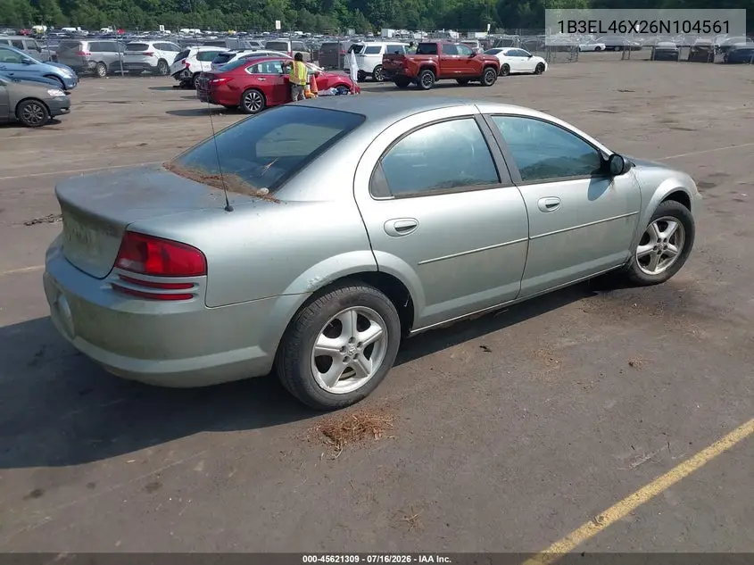 2006 Dodge Stratus Sxt VIN: 1B3EL46X26N104561 Lot: 45621309