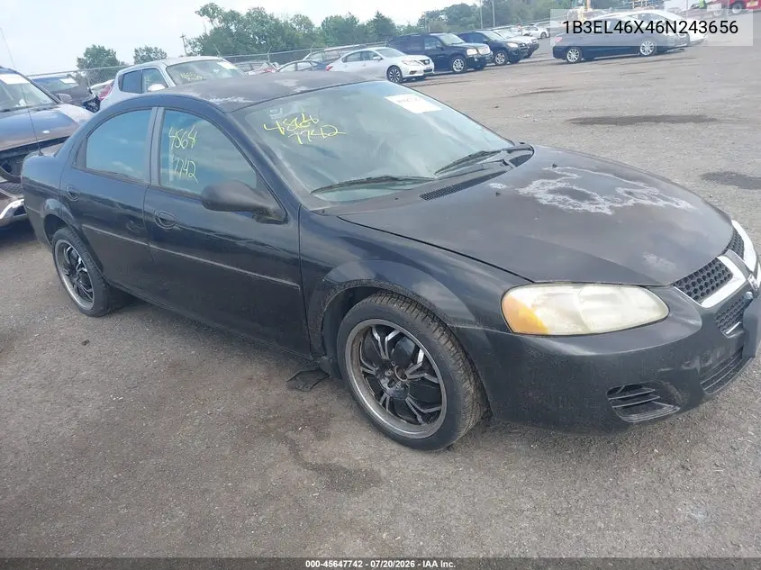2006 Dodge Stratus Sxt VIN: 1B3EL46X46N243656 Lot: 45647742