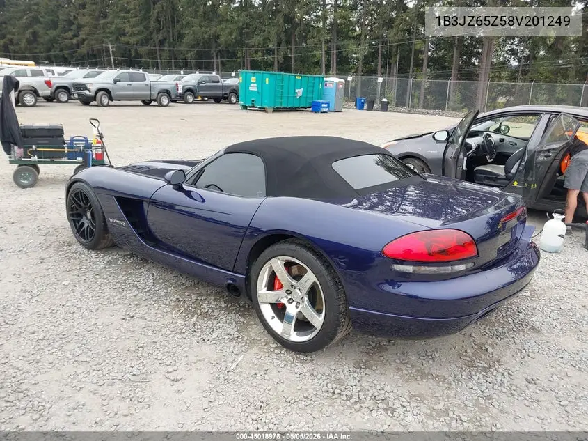 2008 Dodge Viper Srt10 VIN: 1B3JZ65Z58V201249 Lot: 45018978