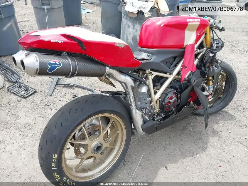 2007 Ducati 1098 S VIN: ZDM1XBEW07B006778 Lot: 42128935