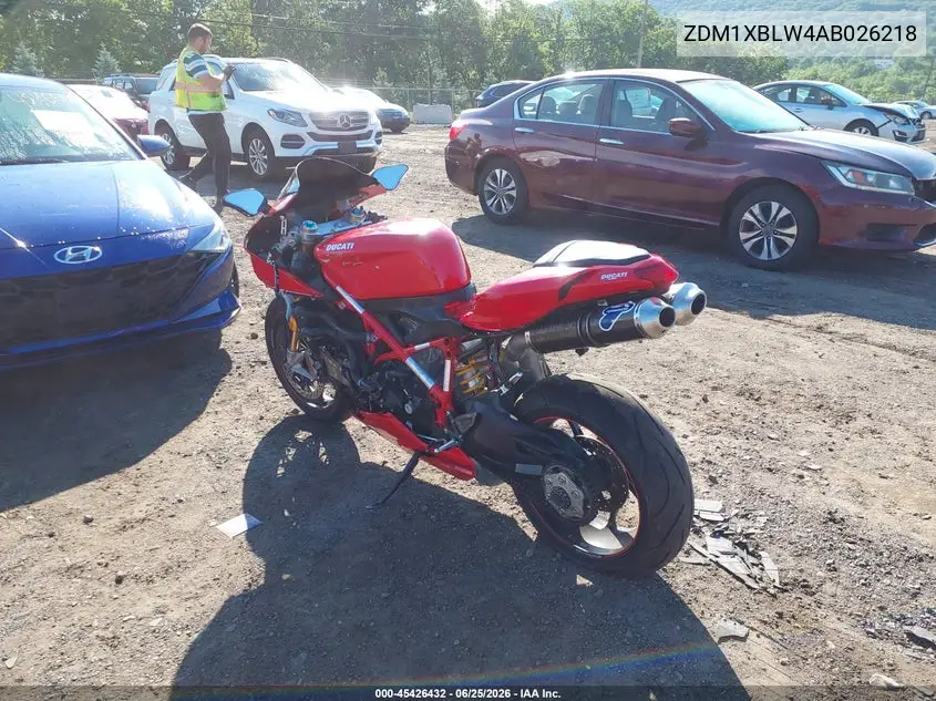 2010 Ducati 1198 Base / S VIN: ZDM1XBLW4AB026218 Lot: 45426432