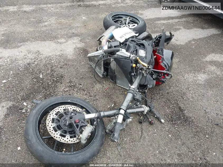 2022 Ducati Panigale V2 VIN: ZDMHAATW1NB006444 Lot: 44436538