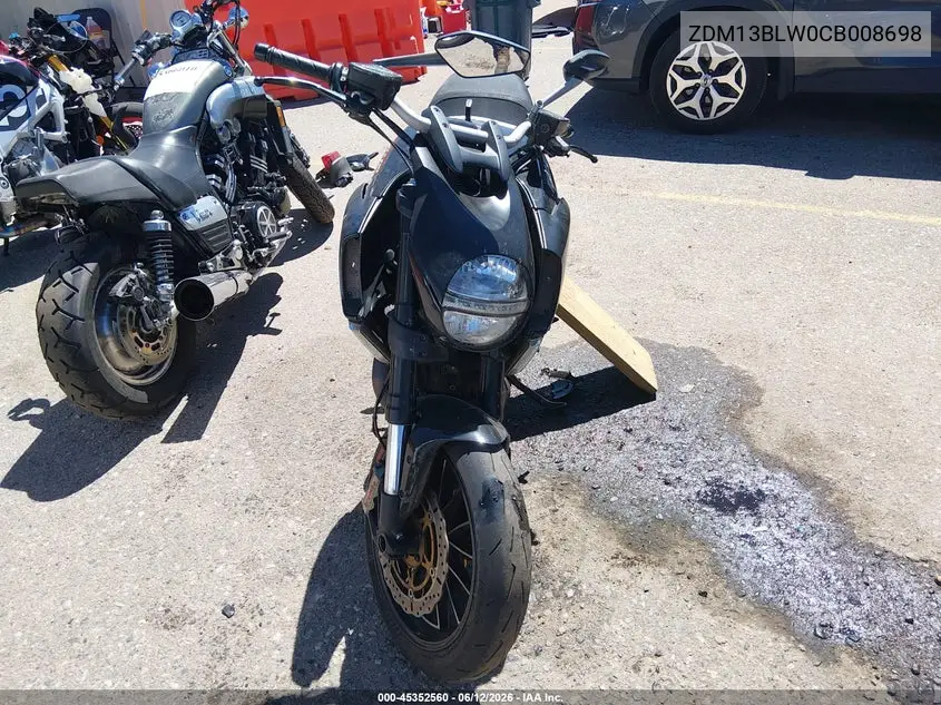 2012 Ducati Diavel VIN: ZDM13BLW0CB008698 Lot: 45352560