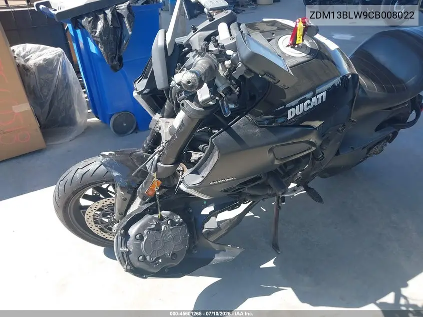 2012 Ducati Diavel VIN: ZDM13BLW9CB008022 Lot: 45601265