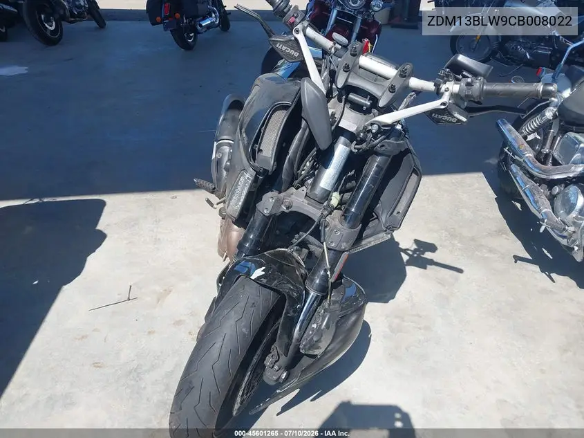 2012 Ducati Diavel VIN: ZDM13BLW9CB008022 Lot: 45601265