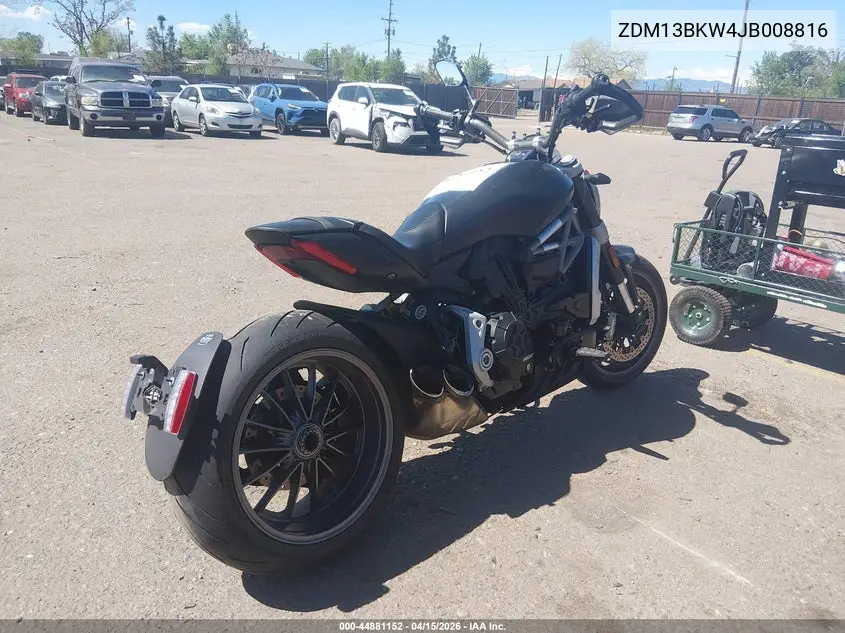 2018 Ducati Xdiavel VIN: ZDM13BKW4JB008816 Lot: 44881152