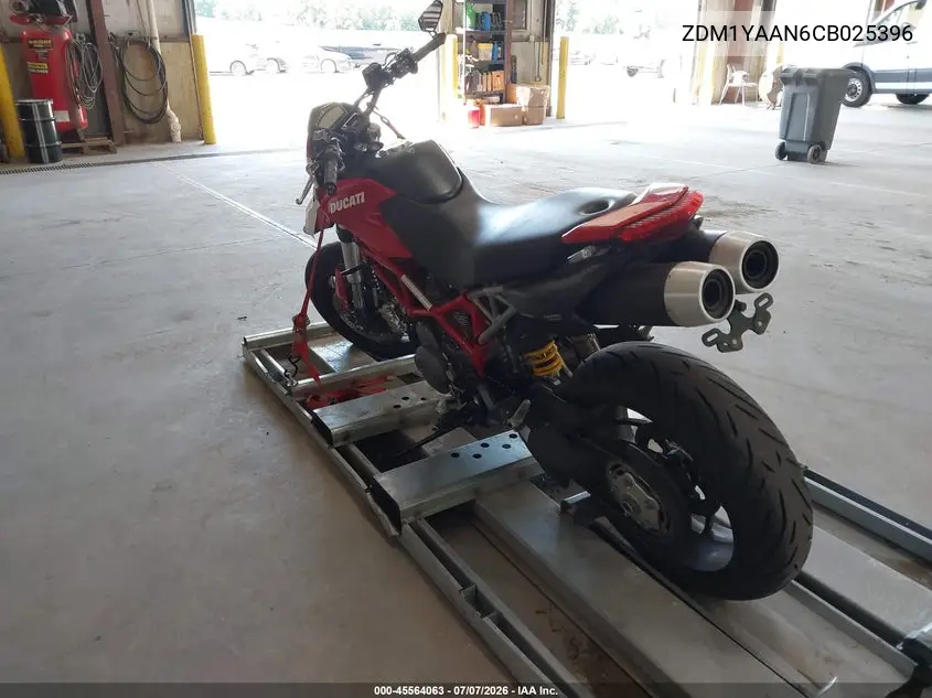 2012 Ducati Hypermotard 796 VIN: ZDM1YAAN6CB025396 Lot: 45564063
