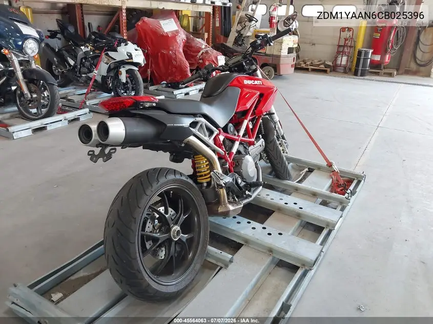 2012 Ducati Hypermotard 796 VIN: ZDM1YAAN6CB025396 Lot: 45564063