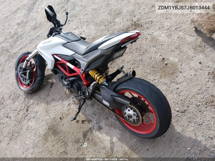2018 Ducati Hypermotard 939 VIN: ZDM1YBJS7JB013444 Lot: 45367625