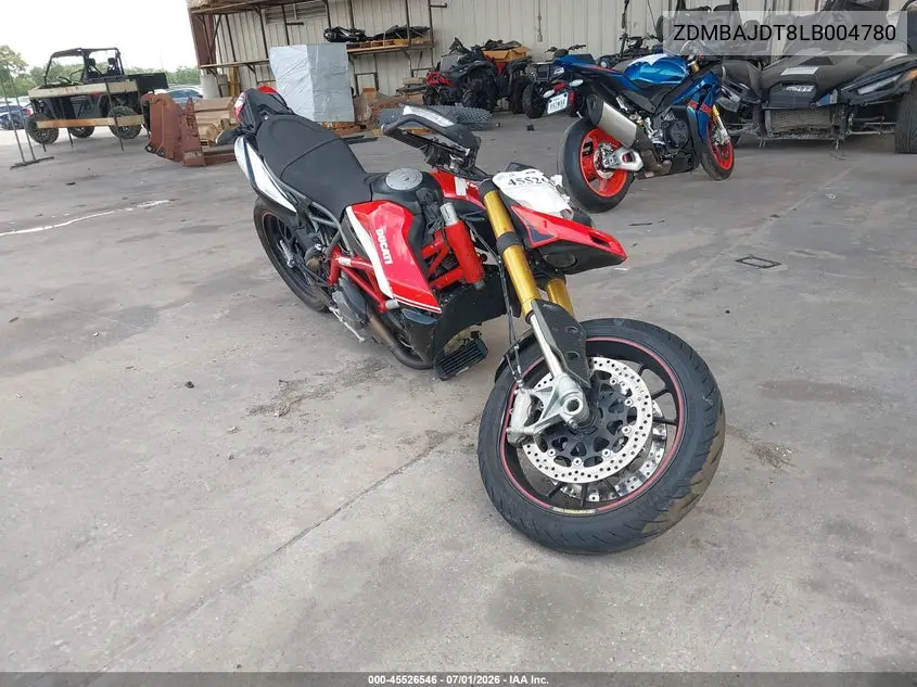 2020 Ducati Hypermotard 950/950 Sp VIN: ZDMBAJDT8LB004780 Lot: 45526546