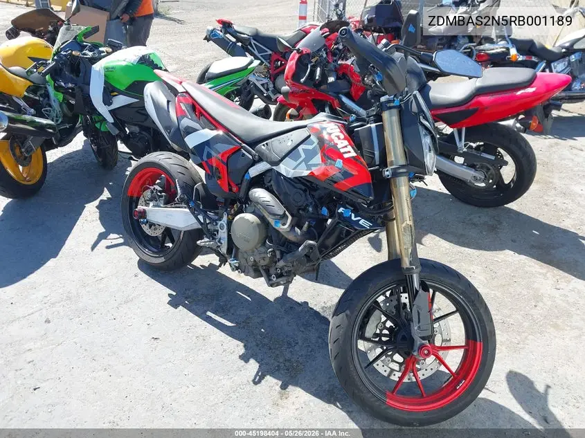 2024 Ducati Hypermotard VIN: ZDMBAS2N5RB001189 Lot: 45198404