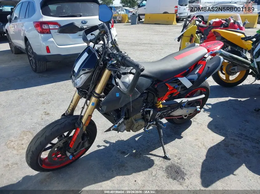 2024 Ducati Hypermotard VIN: ZDMBAS2N5RB001189 Lot: 45198404
