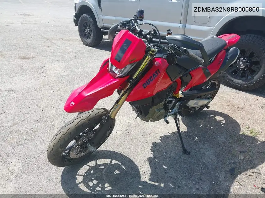 2024 Ducati Hypermotard VIN: ZDMBAS2N8RB000800 Lot: 45453245