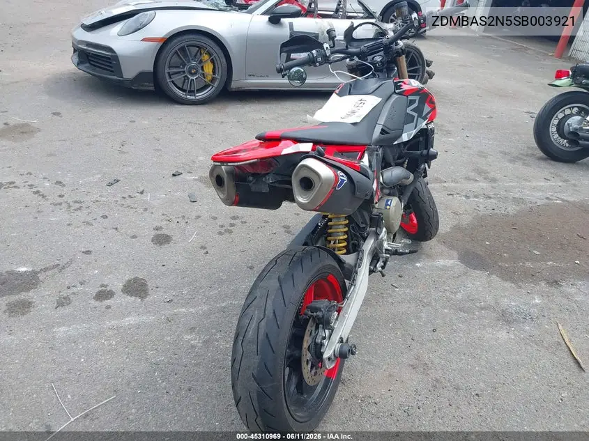 2025 Ducati Hypermotard VIN: ZDMBAS2N5SB003921 Lot: 45310969