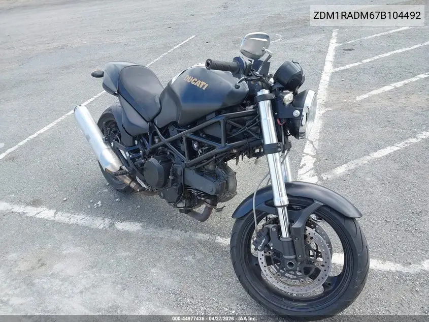 2007 Ducati Monster 695 VIN: ZDM1RADM67B104492 Lot: 44977436