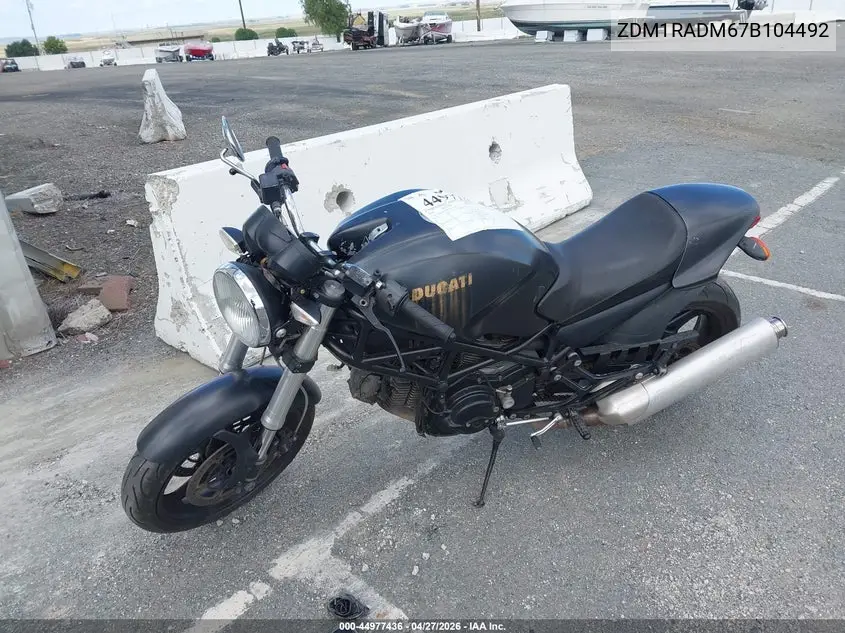 2007 Ducati Monster 695 VIN: ZDM1RADM67B104492 Lot: 44977436