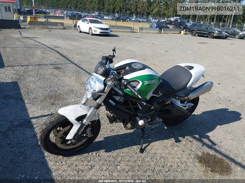 2009 Ducati Monster 696 VIN: ZDM1RADN99B016211 Lot: 45603503