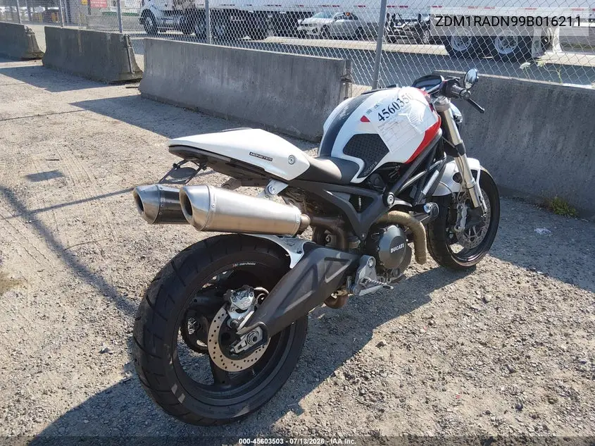 2009 Ducati Monster 696 VIN: ZDM1RADN99B016211 Lot: 45603503