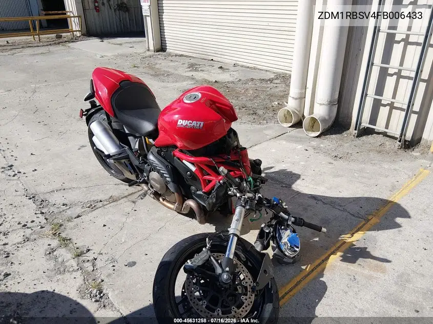 2015 Ducati Monster 1200 S VIN: ZDM1RBSV4FB006433 Lot: 45631258