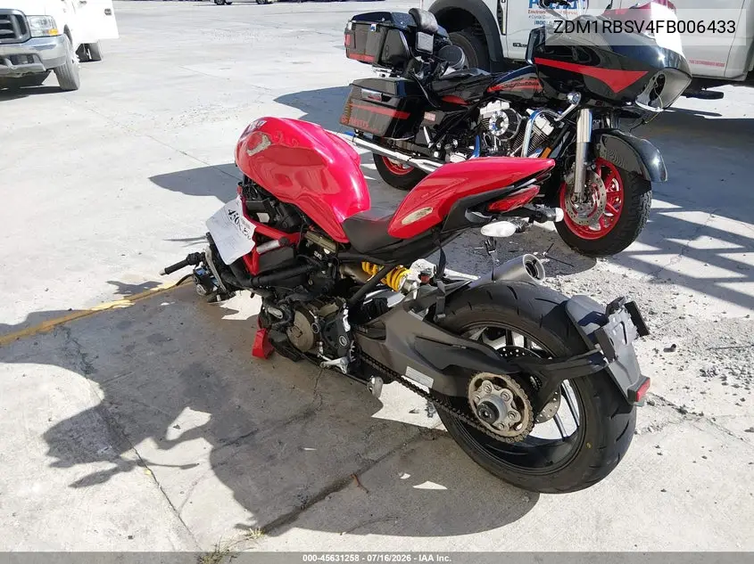 2015 Ducati Monster 1200 S VIN: ZDM1RBSV4FB006433 Lot: 45631258